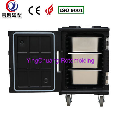acheter YINGCHUANG OEM 90L Noir Grande boîte isolée rotomoulée à grandes roues, mousse PU épaisse, maintien chaud et froid, armoire de transport de nourriture GN Pan pour cantine de restauration de cuisine centrale fabrication en ligne