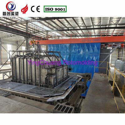 INGCHUANG 6.5m grand four Bi-axial Shuttle machine de rotomolding, PLC équipement de moulage rotationnel automatique pour les réservoirs de stockage d'énergie d'électrolyte LLDPE personnalisé