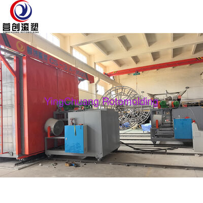 YINGCHUANG CS-3A-3500 Machine de moulage par rotation à chenilles, système de rotomoulage automatique à trois bras chauffé au gaz pour articles en plastique creux rotomoulés