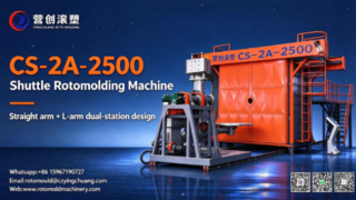 Machine de moulage par rotation à navette CS-2A-2500 | Un bras droit + un bras en L, double station, sans couture